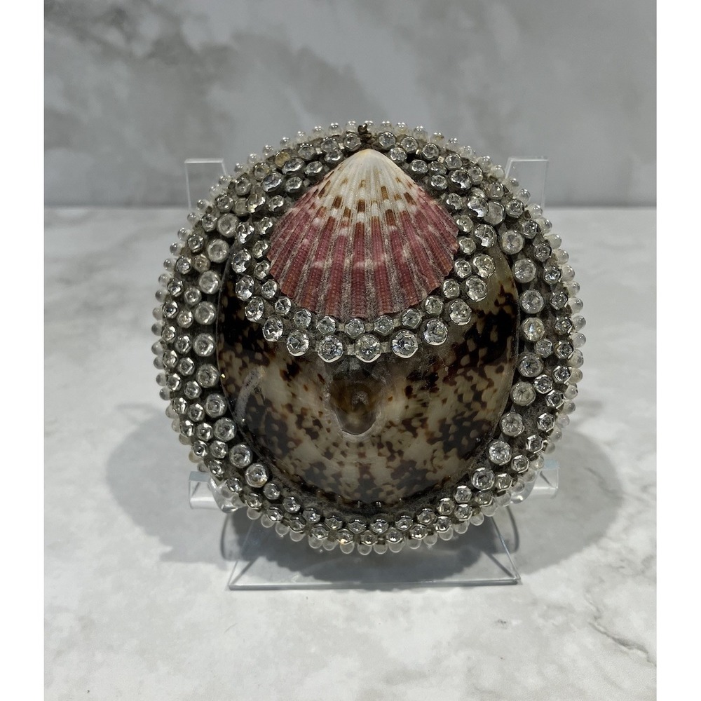 Rare Cristina Ferrare with Company Bejeweled Seashell Trinket Box LID ONLY